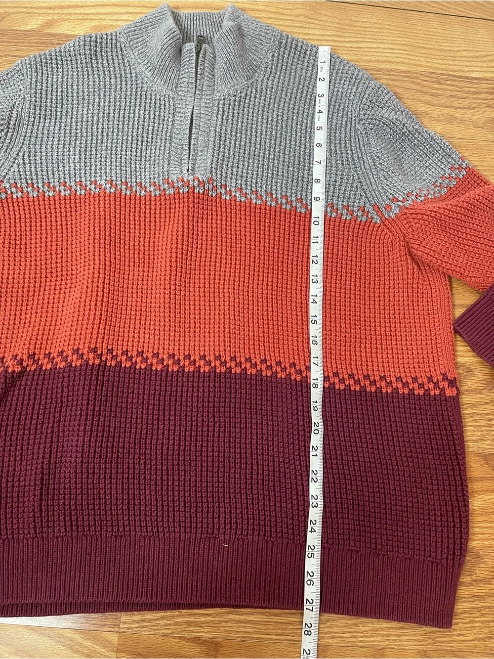 L.L. Bean 100%  Organic Cotton Waffle Knit Quarter Zip Sweater XXXL